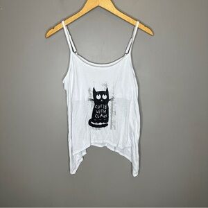 Joe boxer “cutie with claws” cat handkerchief hem built in bra cami
